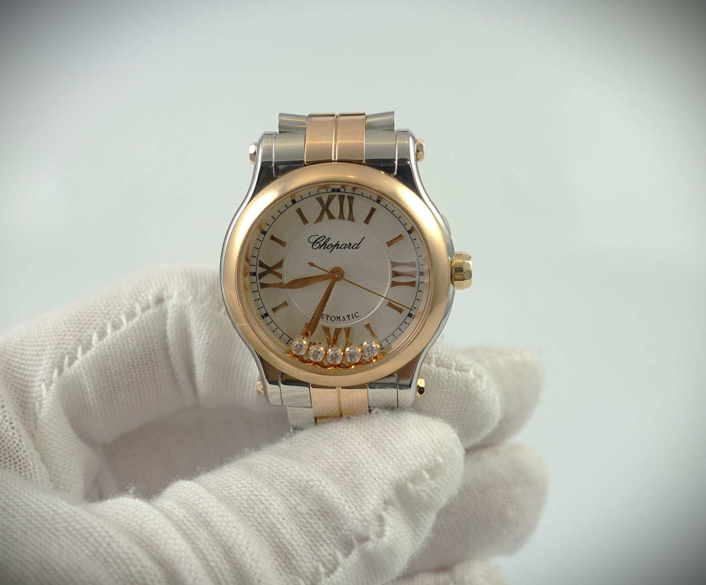 Chopard Happy Sport Automatik 30mm Roségold/Stahl Diamanten/Saphir 278573-6002