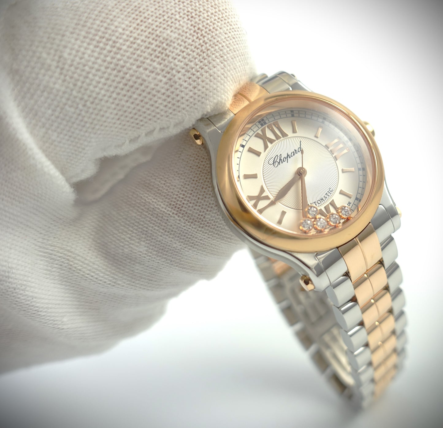 Chopard Happy Sport Automatik 30mm Roségold/Stahl Diamanten/Saphir 278573-6002