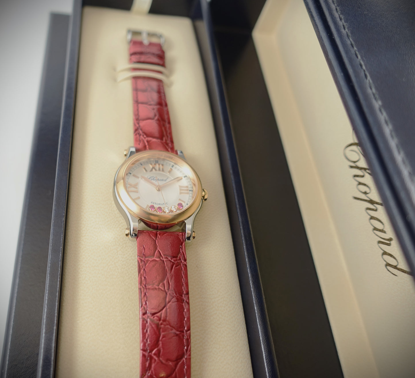 Chopard Happy Sport Automatik 30mm Roségold/Stahl Diamanten/Rubine 278573-6026