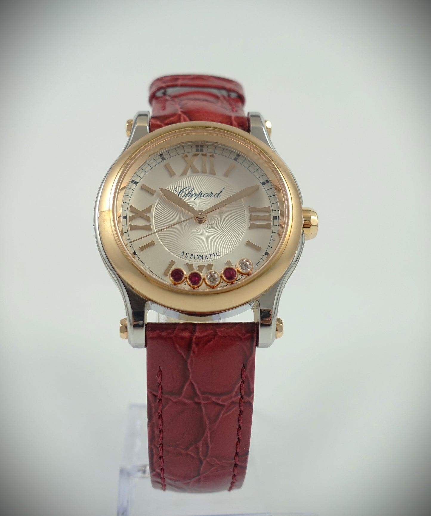 Chopard Happy Sport Automatik 30mm Roségold/Stahl Diamanten/Rubine 278573-6026