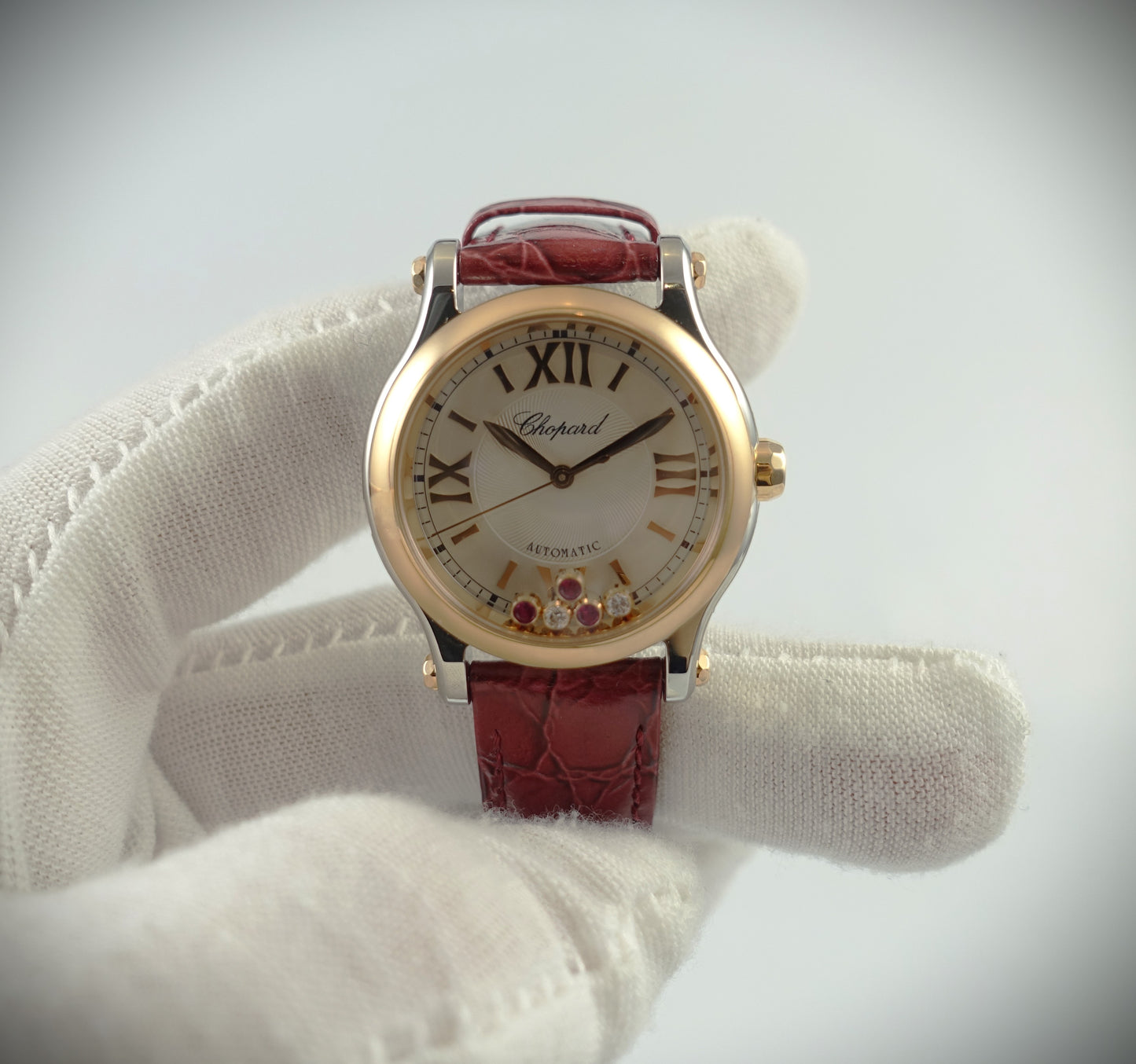 Chopard Happy Sport Automatik 30mm Roségold/Stahl Diamanten/Rubine 278573-6026