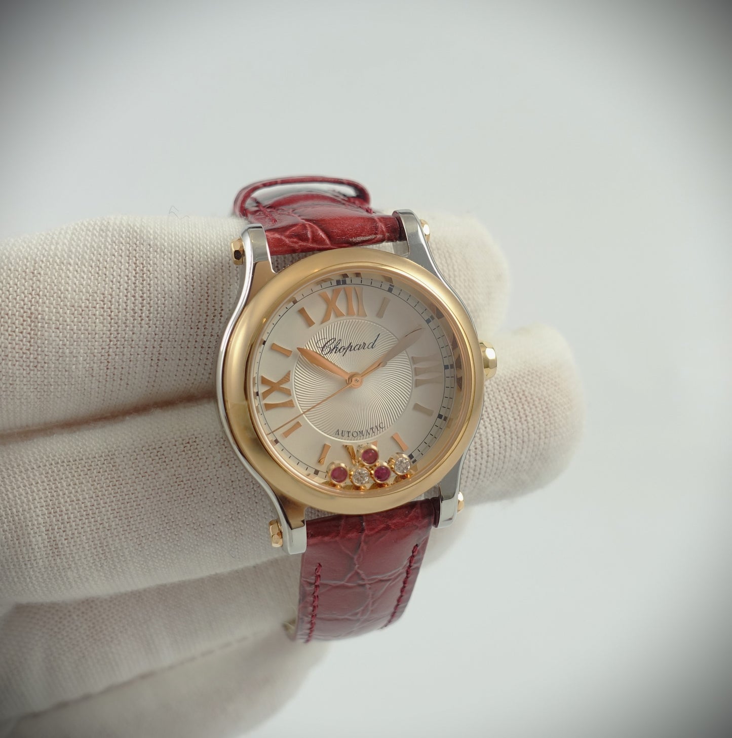 Chopard Happy Sport Automatik 30mm Roségold/Stahl Diamanten/Rubine 278573-6026