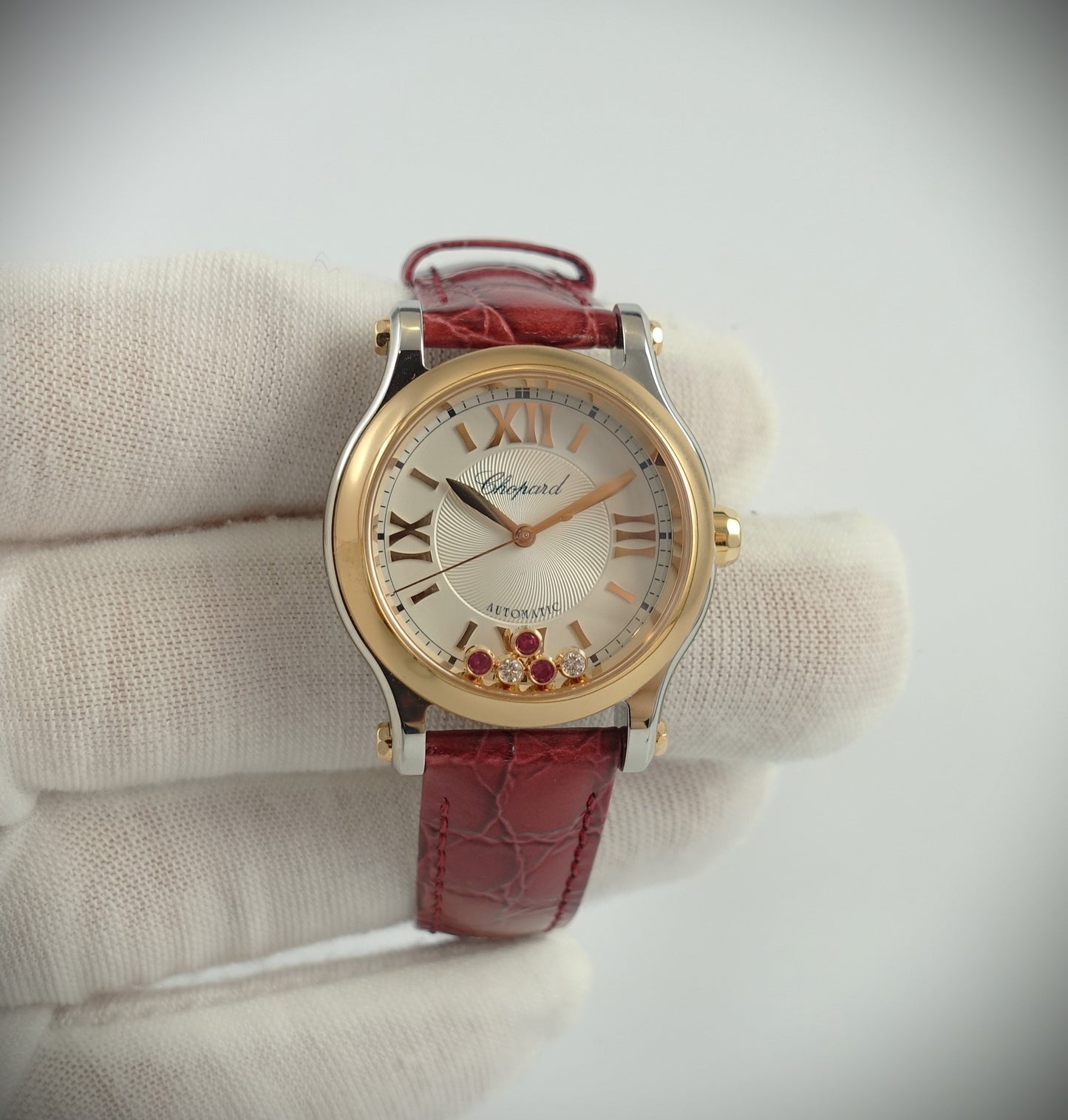 Chopard Happy Sport Automatik 30mm Roségold/Stahl Diamanten/Rubine 278573-6026