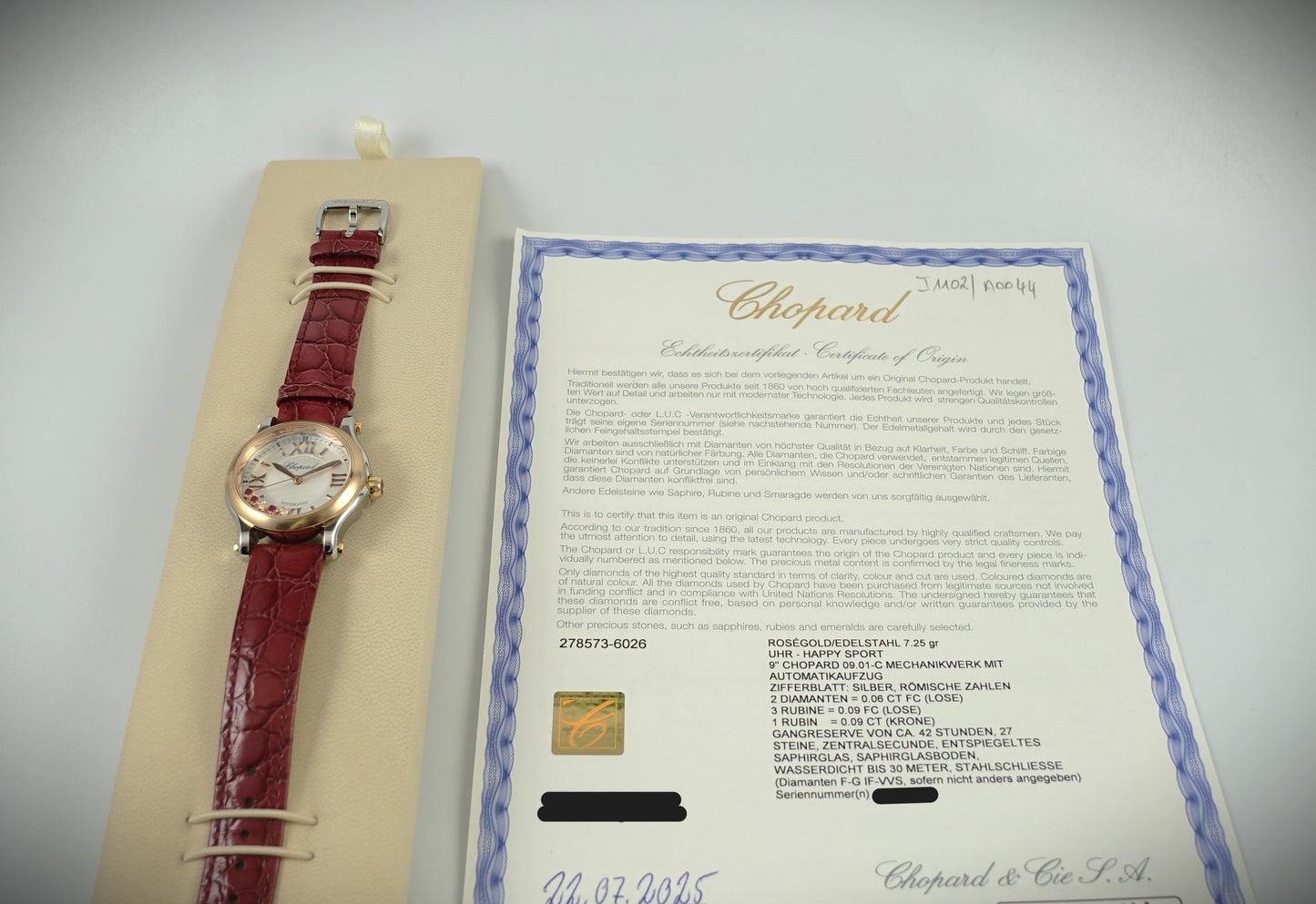 Chopard Happy Sport Automatik 30mm Roségold/Stahl Diamanten/Rubine 278573-6026