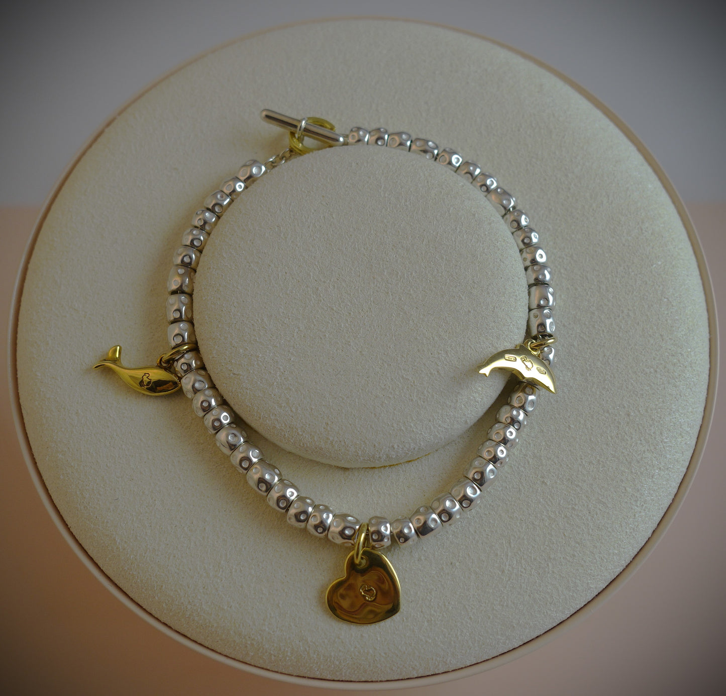 Dodo Armband Granelli 925 Sterling Silber + 750 Gelbgold Anhänger