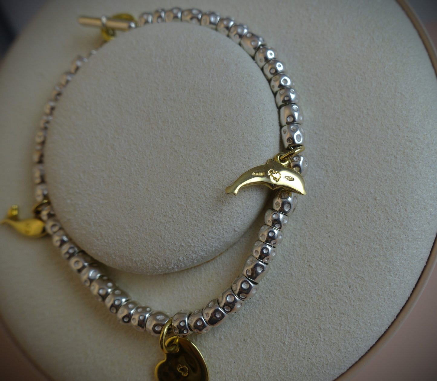 Dodo Armband Granelli 925 Sterling Silber + 750 Gelbgold Anhänger