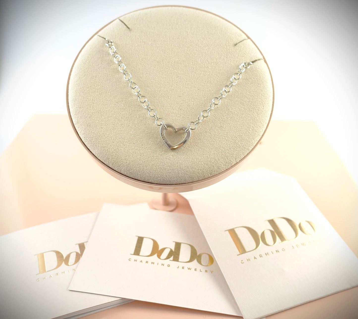 Dodo Kette 925 Silber 39cm Charm Herz Ref. DTCUT/A/G/K