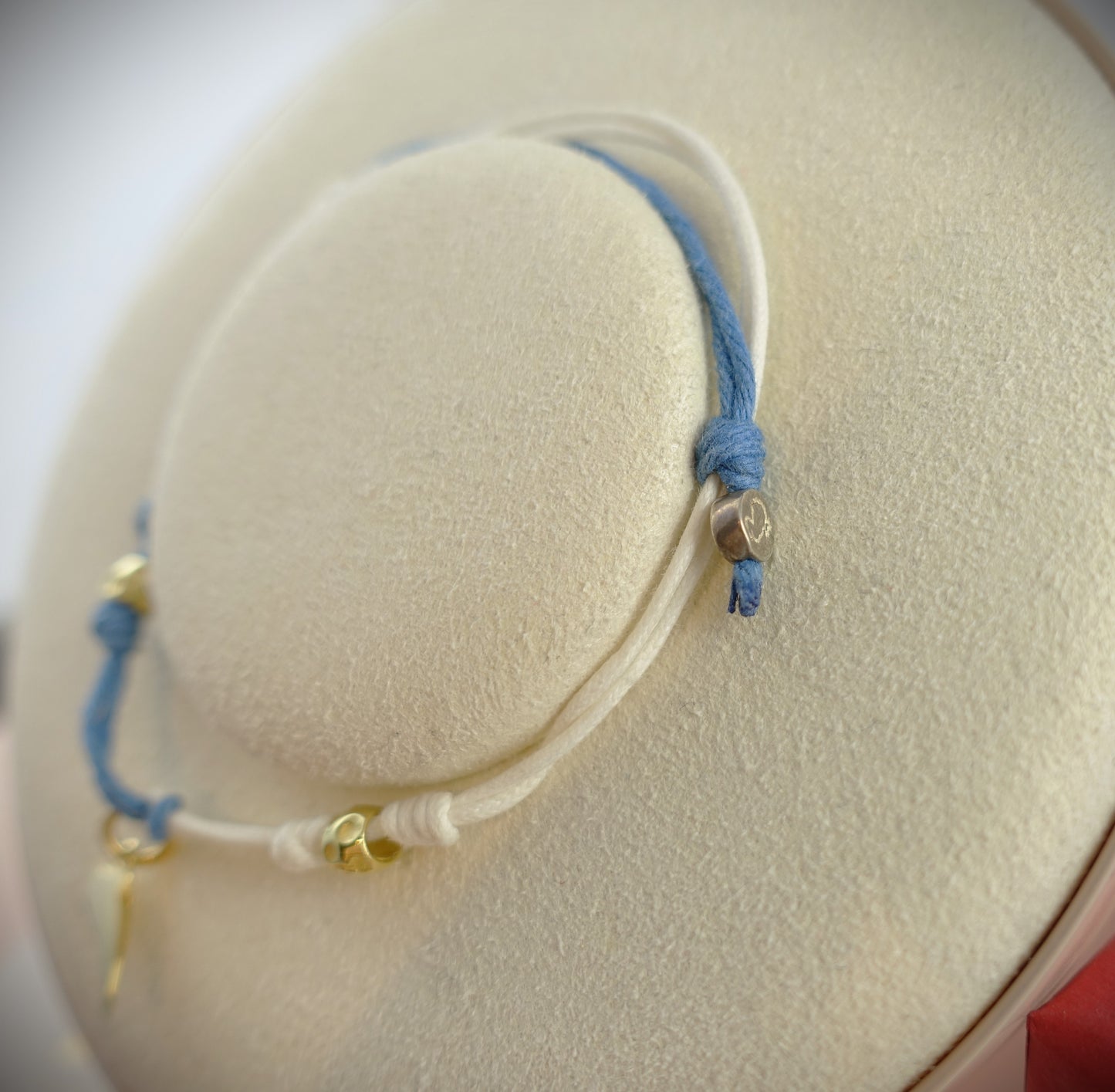 Dodo Kordel-Armband weiß blau Delphin 750 Gelbgold