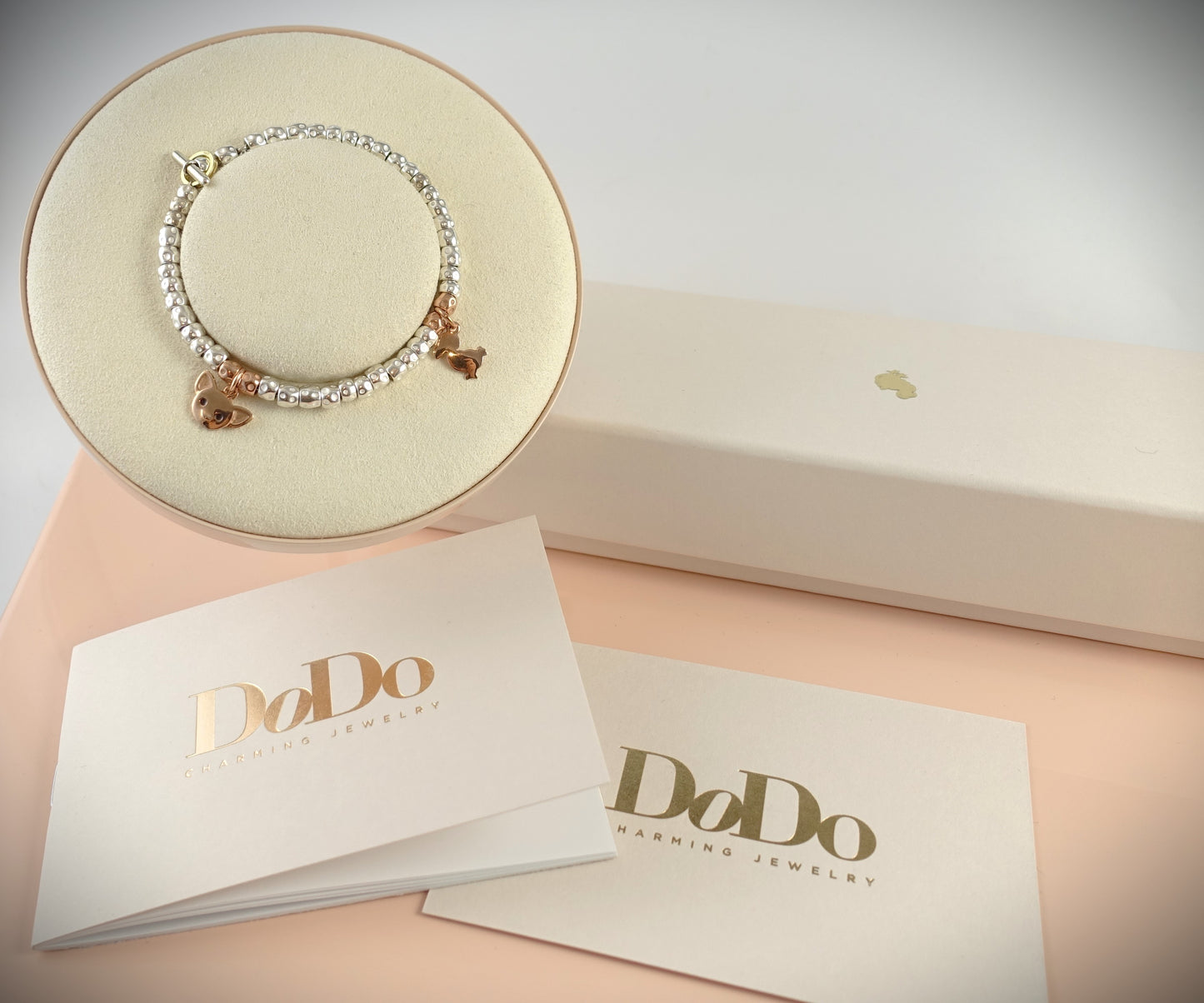 Dodo Armband Granelli 925 Sterling Silber + 375 Roségold Anhänger