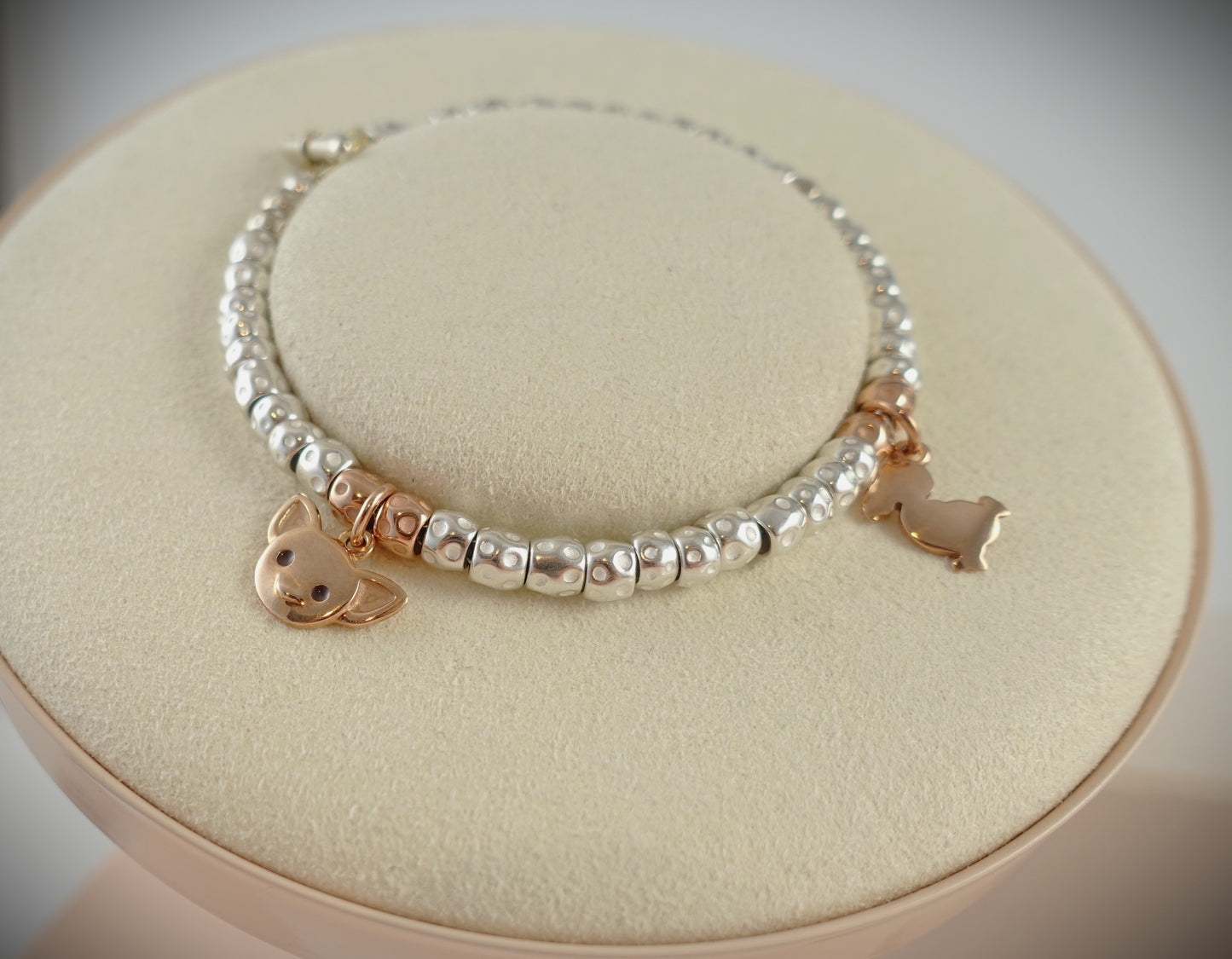 Dodo Armband Granelli 925 Sterling Silber + 375 Roségold Anhänger