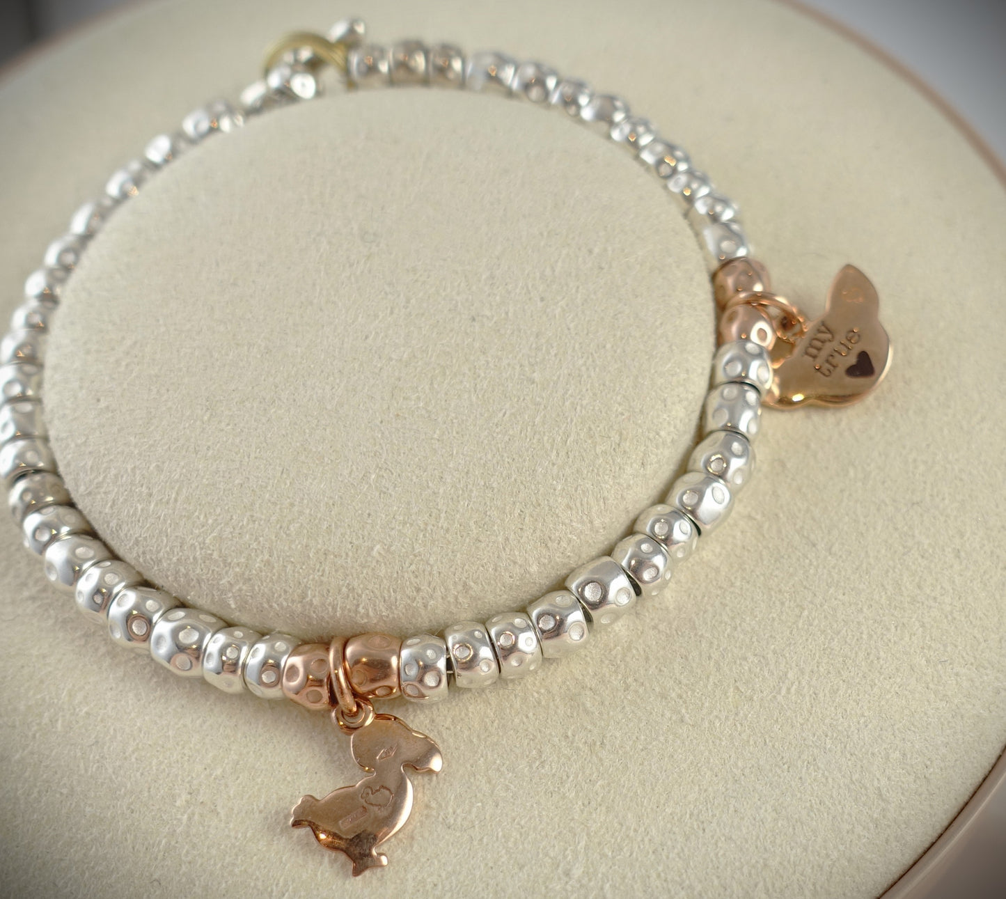 Dodo Armband Granelli 925 Sterling Silber + 375 Roségold Anhänger