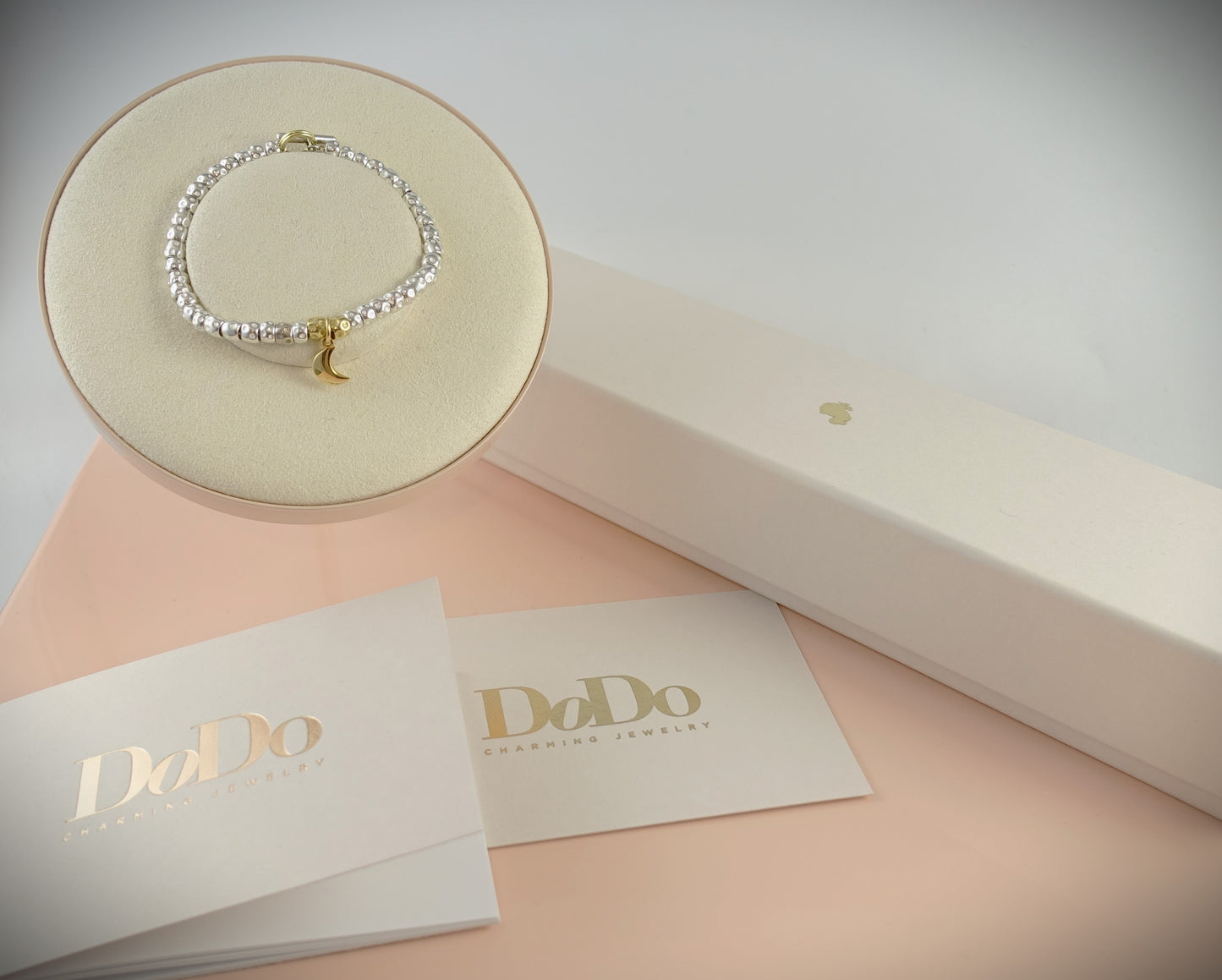 Dodo Armband Granelli 925 Silber + 750 Gelbgold Charm Moon