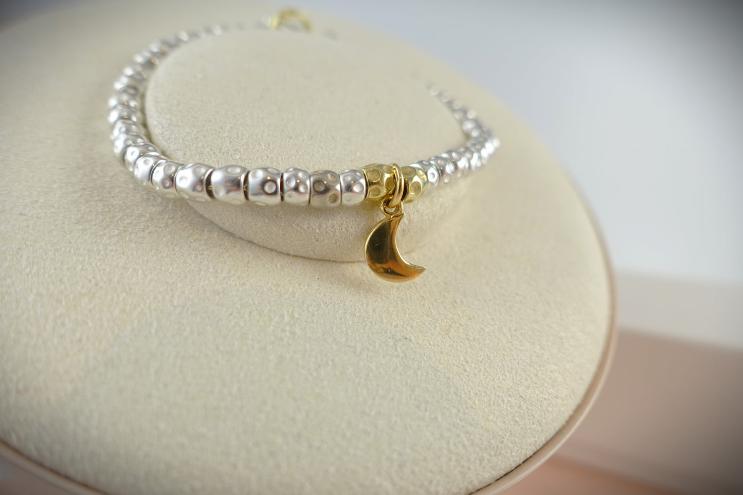 Dodo Armband Granelli 925 Silber + 750 Gelbgold Charm Moon