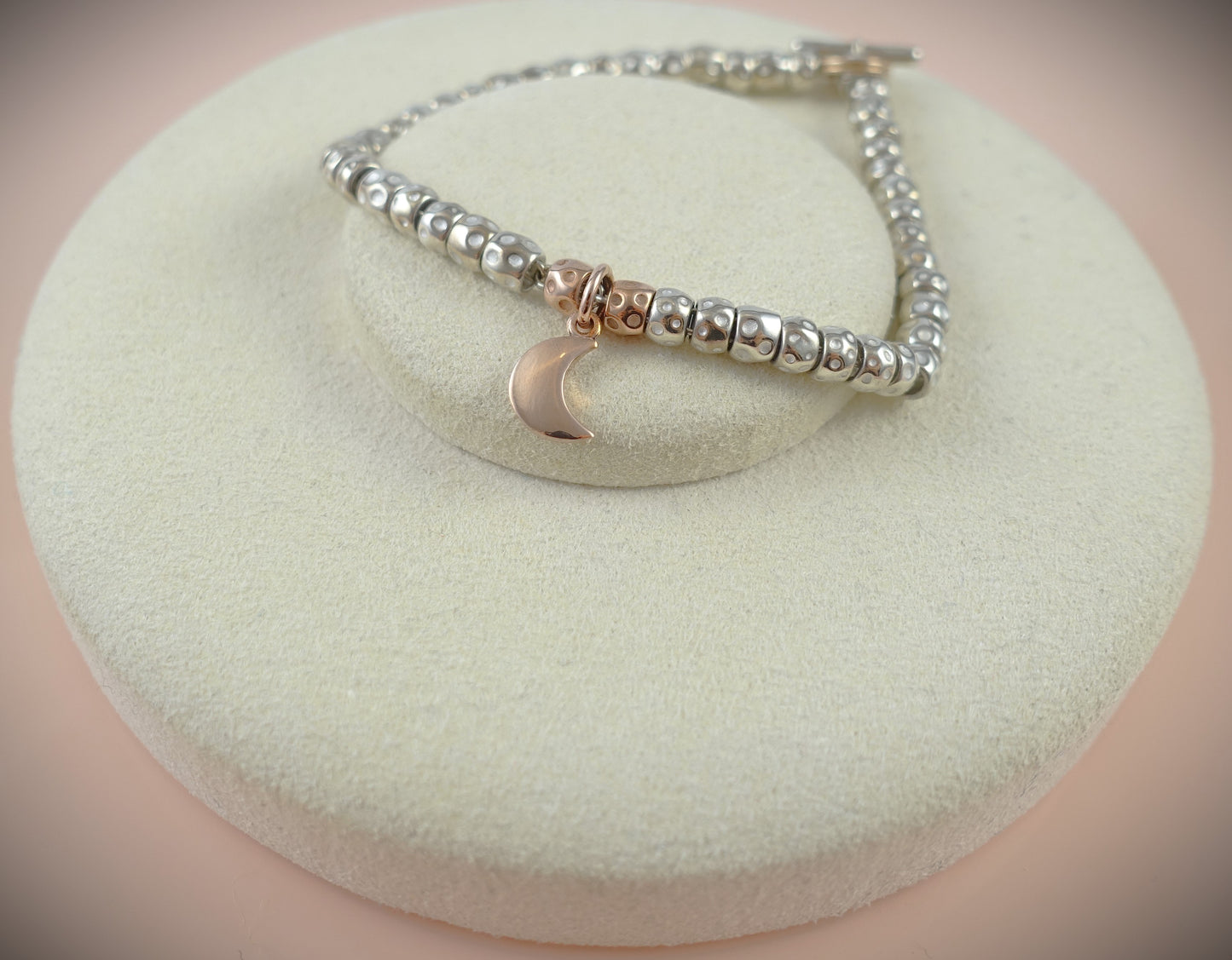 Dodo Armband Granelli 925 Silber + 375 Roségold Charm Moon
