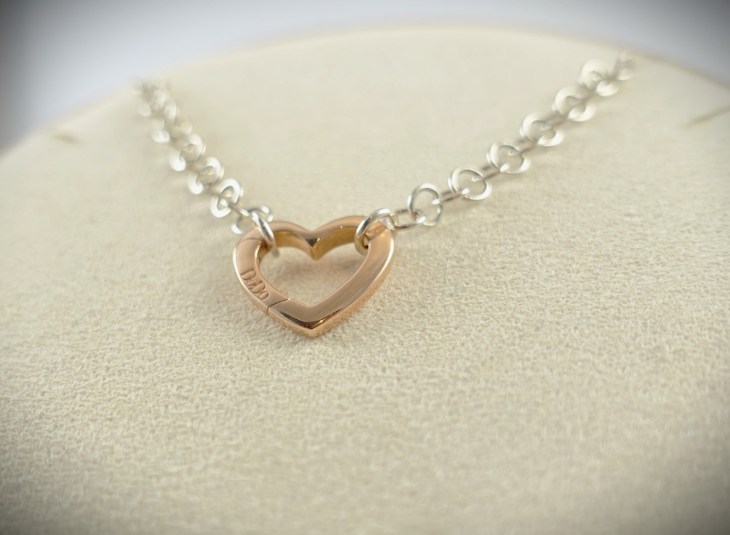 Dodo Kette 925 Silber 39cm Charm Herz 375 Roségold Ref. DTCUT/9/P/K
