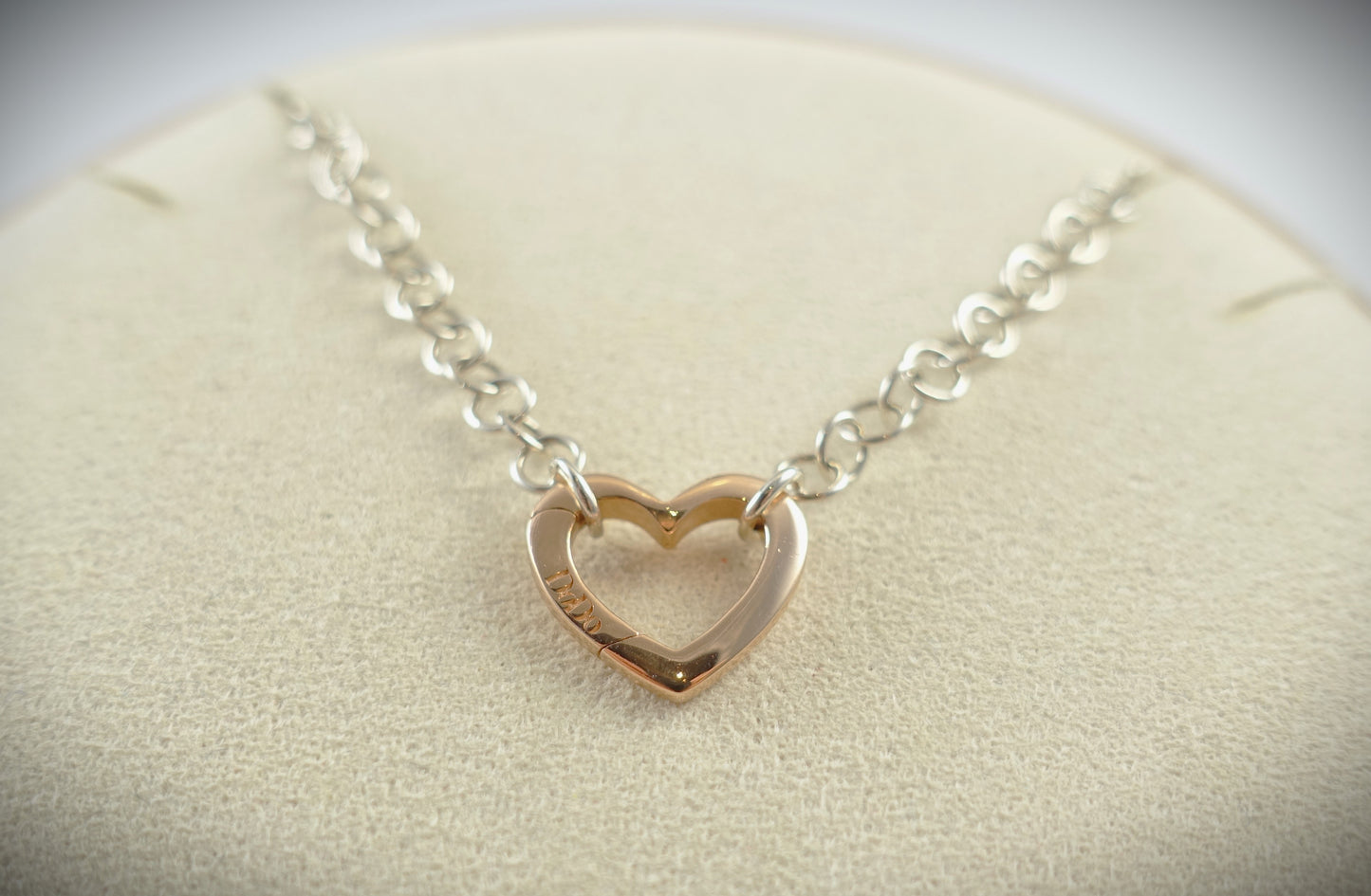 Dodo Kette 925 Silber 39cm Charm Herz 375 Roségold Ref. DTCUT/9/P/K