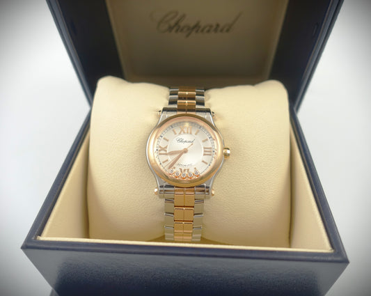 Chopard Happy Sport Automatik 30mm Roségold/Stahl Diamanten/Saphir 278573-6002