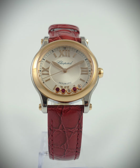 Chopard Happy Sport Automatik 30mm Roségold/Stahl Diamanten/Rubine 278573-6026