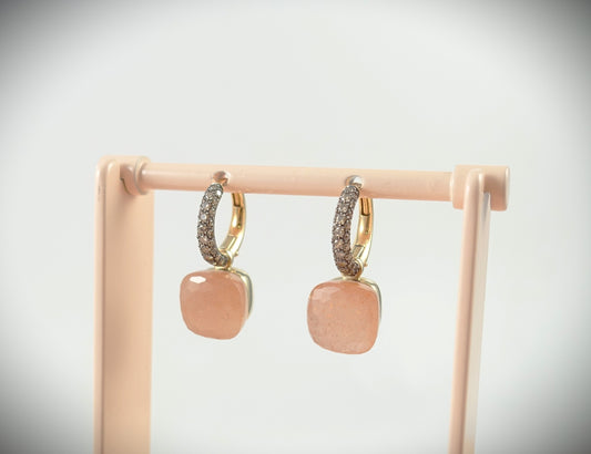 Pomellato Nudo Ohrringe Chocolate Mondstein/Diamanten 750 Gold POB4010O6BKRBRADO