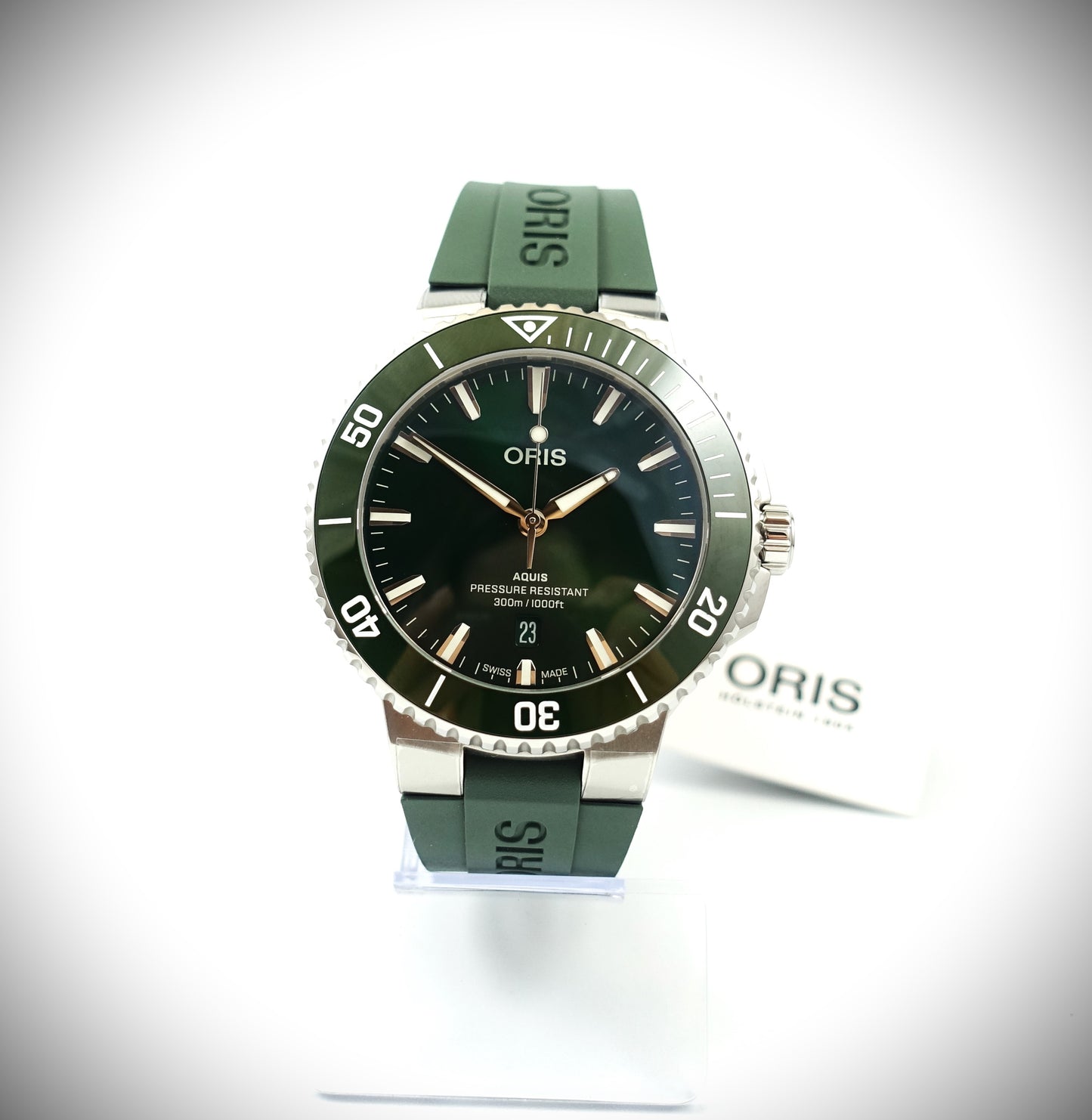 Oris Aquis Date 43,5mm grün Kautschuk Ref. 01 733 7789 4157