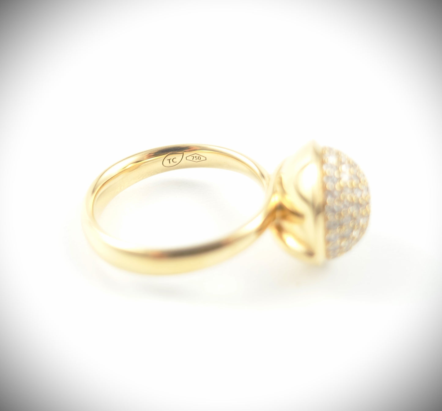Tamara Comolli BOUTON Ring Large mit Diamant-Pavé 750 Roségold Ref.R-BOU-l-p-rg