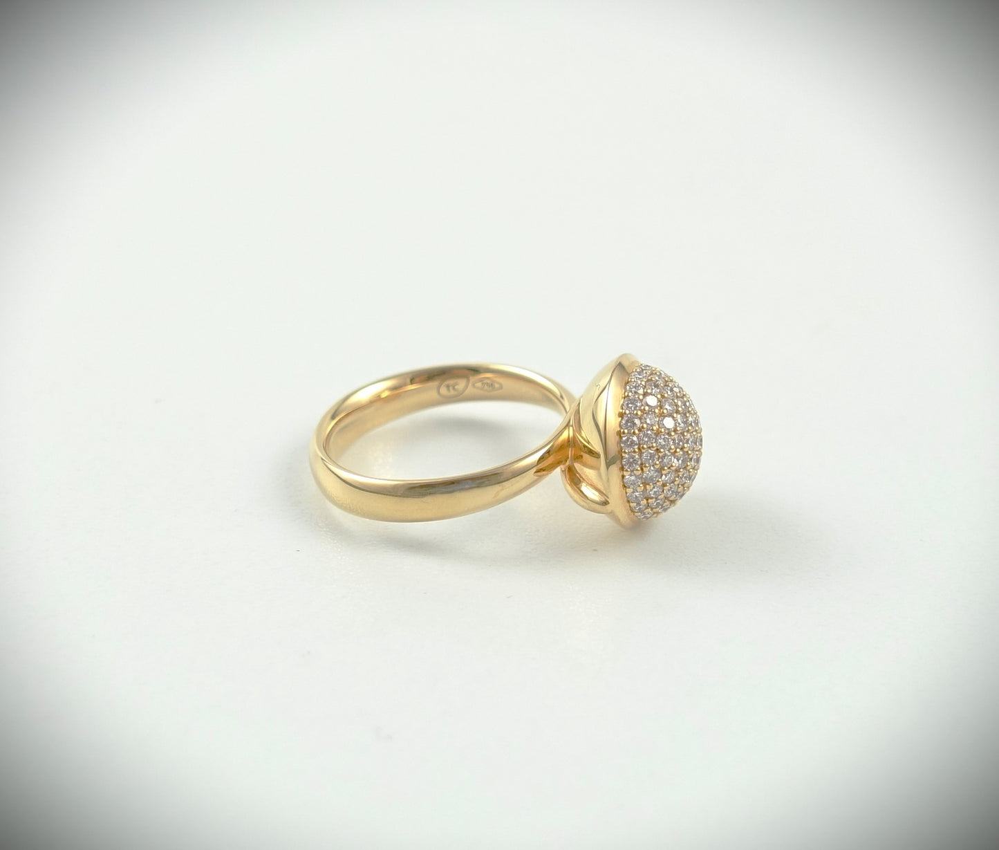 Tamara Comolli BOUTON Ring Large mit Diamant-Pavé 750 Roségold Ref.R-BOU-l-p-rg