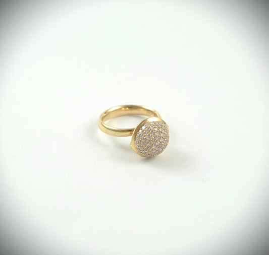 Tamara Comolli BOUTON Ring Large mit Diamant-Pavé 750 Roségold Ref.R-BOU-l-p-rg